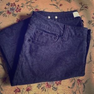 Cabi Skinny Jeans Navy Blue Floral